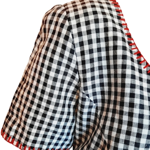 Vintage 90s Gingham Column Dress size 12 Linen Cotton Fully Lined Cottagecore - Picture 5 of 10